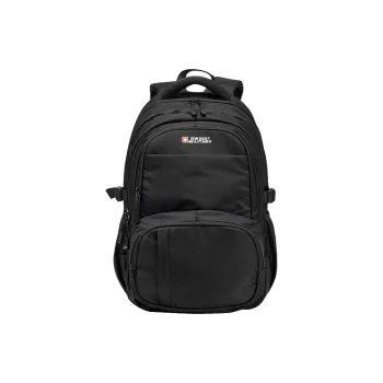 SWISS MILITARY PU Backpack Level 3 Backpack Large Size Unisex Black