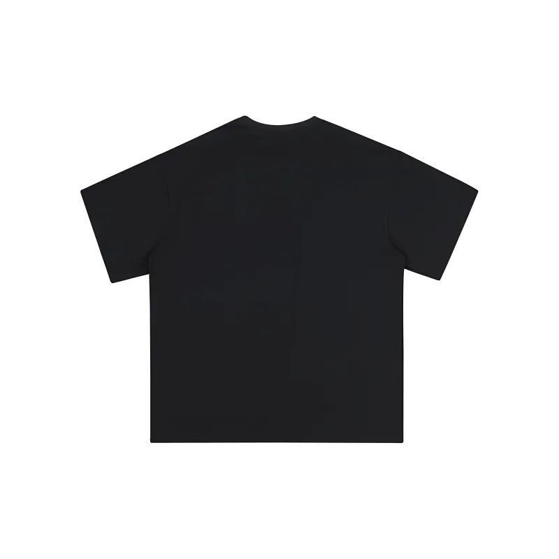 UNIWOLF Drop Shoulder Sleeve T Shirt Unisex Black-1