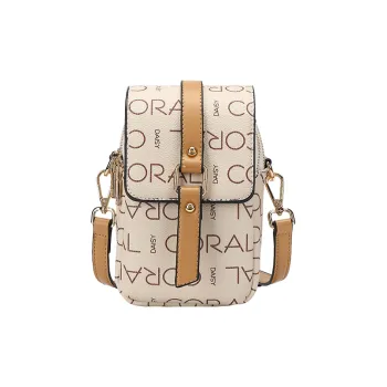 CORALDAISY Synthetic Leather Handbag, Crossbody Bag, Shoulder Bag, Cell Phone Pouch Regular Women's Coffee/Ecru