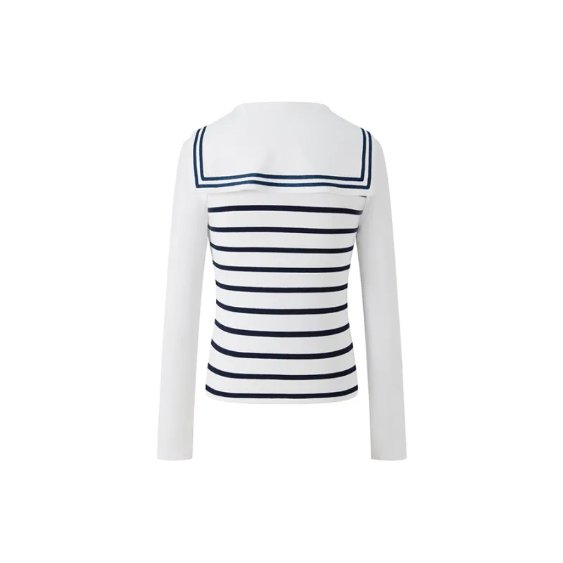 HERLIAN T Shirt Women's Black White Stripes-1