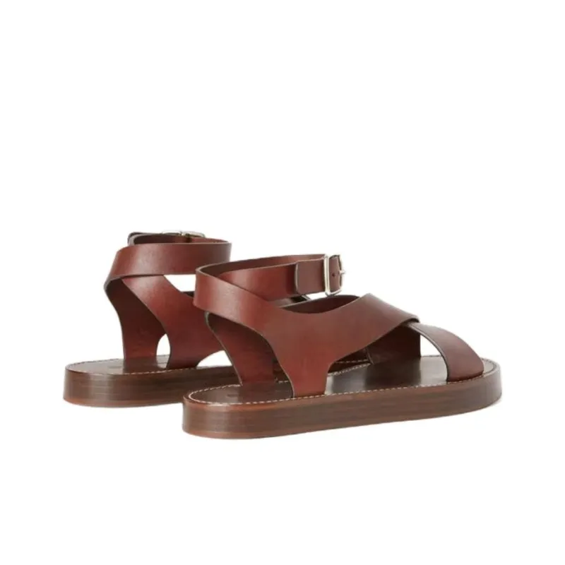 Loro Piana Sumie One Strap Sandals Women's Chocolate-3