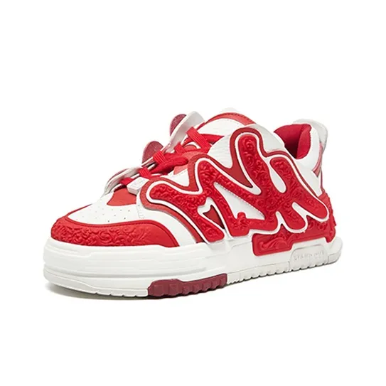 RED DRAGONFLY Casual Shoes Unisex Low Top Black/White/Red-18