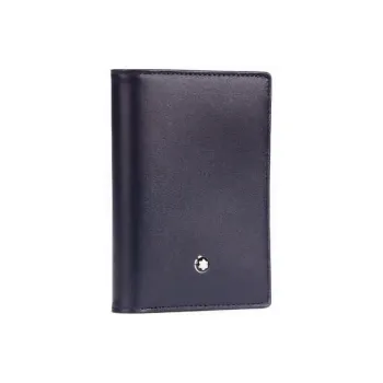 MONTBLANC Leather Card Holder, Wallet Men's Marine Blue Gradient