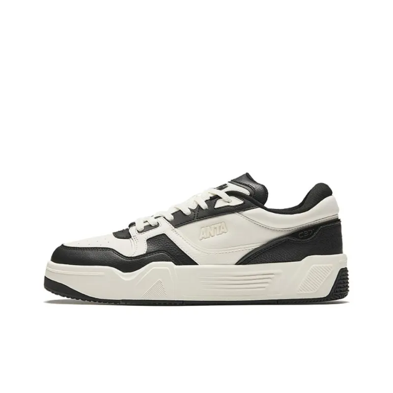 Anta Wear Resistant Low Top Skateboard Shoes Men's White Black-0