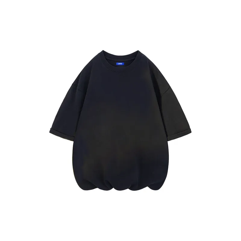 FAVEPOP Loose Fit Casual 100% Cotton Off The Shoulder Crew Neck Short Sleeved T Shirts Unisex-5