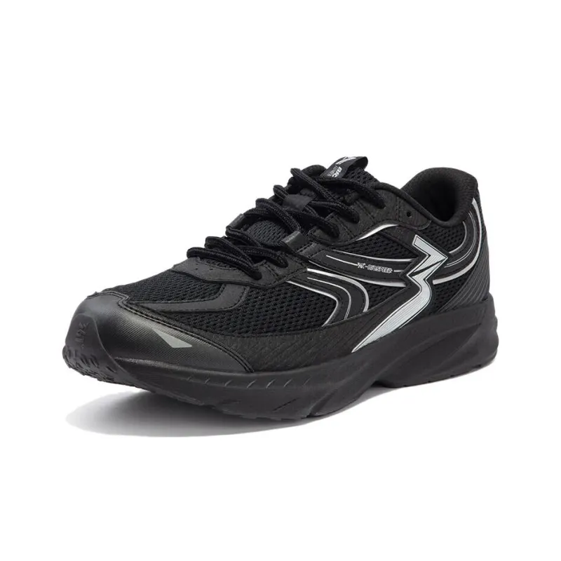 361° Wear Resistant Low Top Running Shoes Men's Black Silver-1