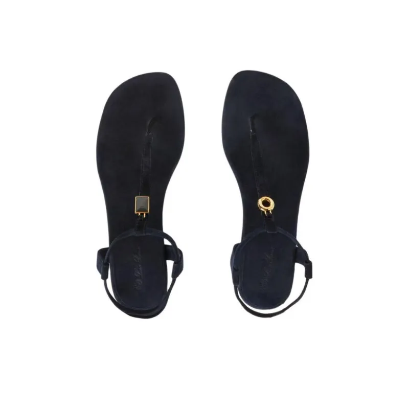 Loro Piana One Strap Sandals Women's Blue-4