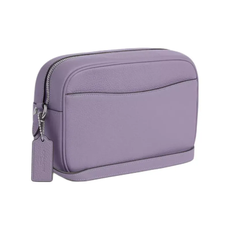 COACH Jamie Refined Pebbled Leather Camera Bag Shoulder Bag Crossbody Bag Small Size Women's Silver & Light Purple-1