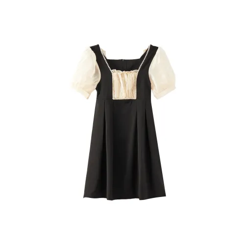 ONE PASS STUDIO Short-Sleeved Dresses Women's Black Cropped