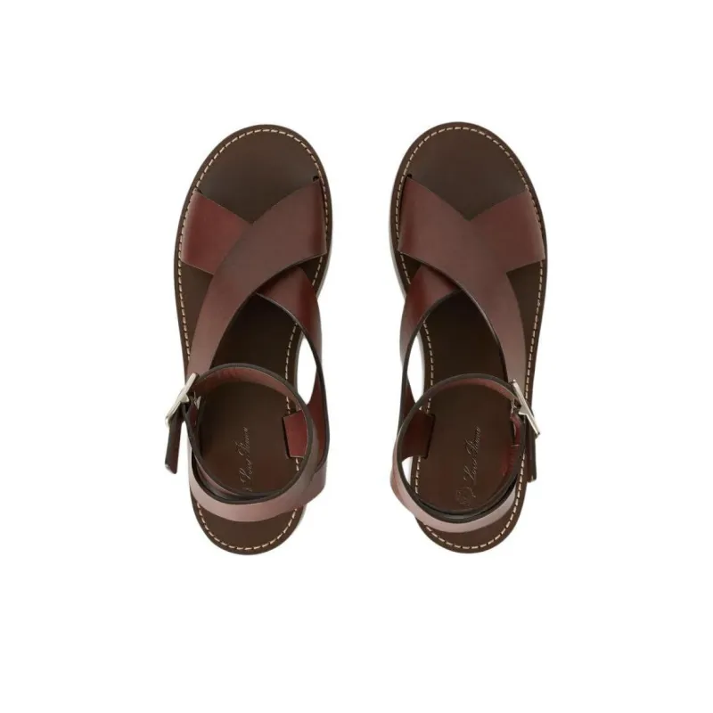 Loro Piana Sumie One Strap Sandals Women's Chocolate-4