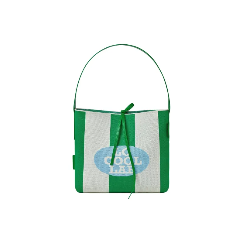 LOCOOLLAB Calfskin Tote Bag Shopping Bag Shoulder Bag Handbag Women's Green & White-0