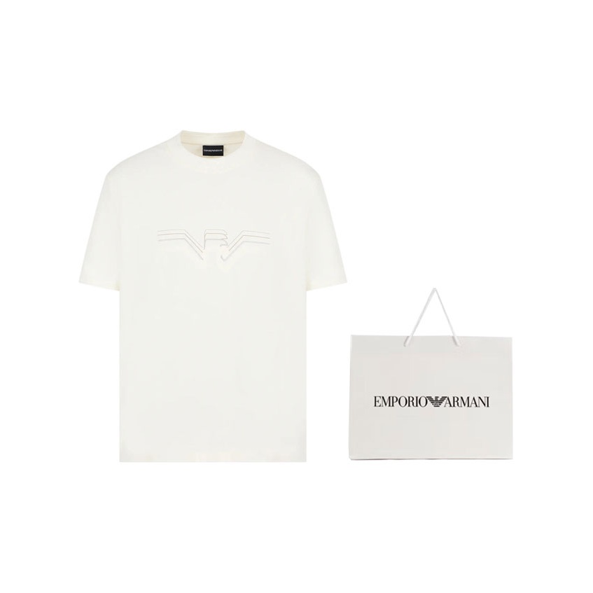 【IONSEOUL】Eagle pigment washed over T-shirt 4JH269 EMPORIO ARMANI Textured Gradient Eagle Heavy Jersey T-Shirt