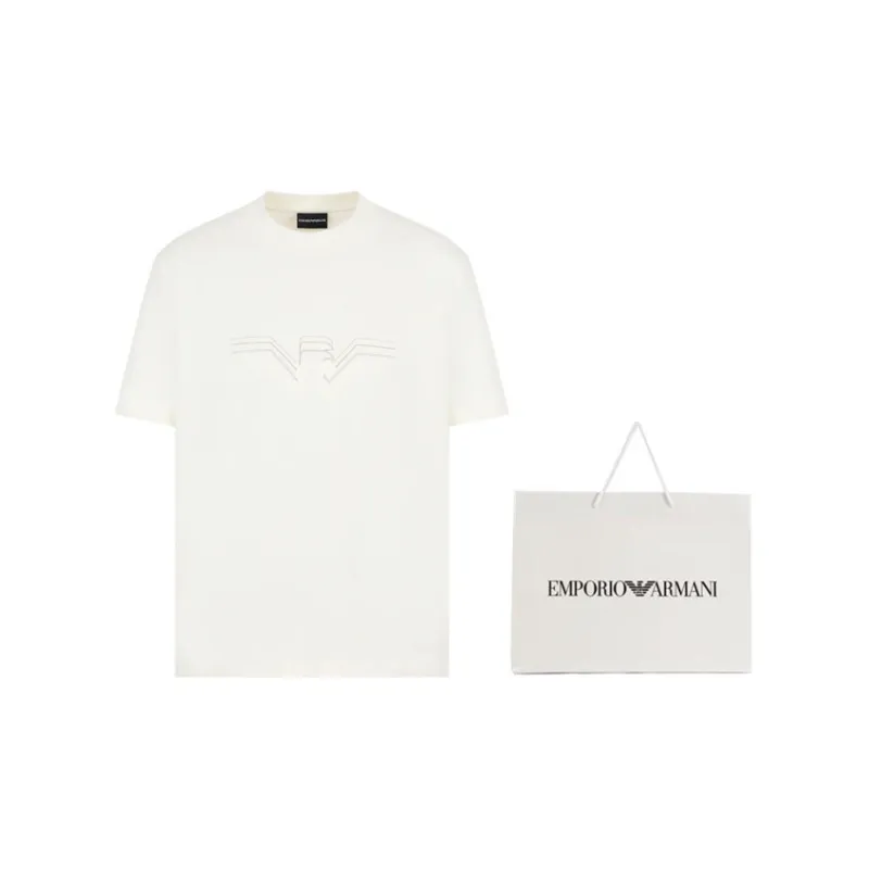 EMPORIO ARMANI Textured Gradient Eagle Heavy Jersey T Shirt-1