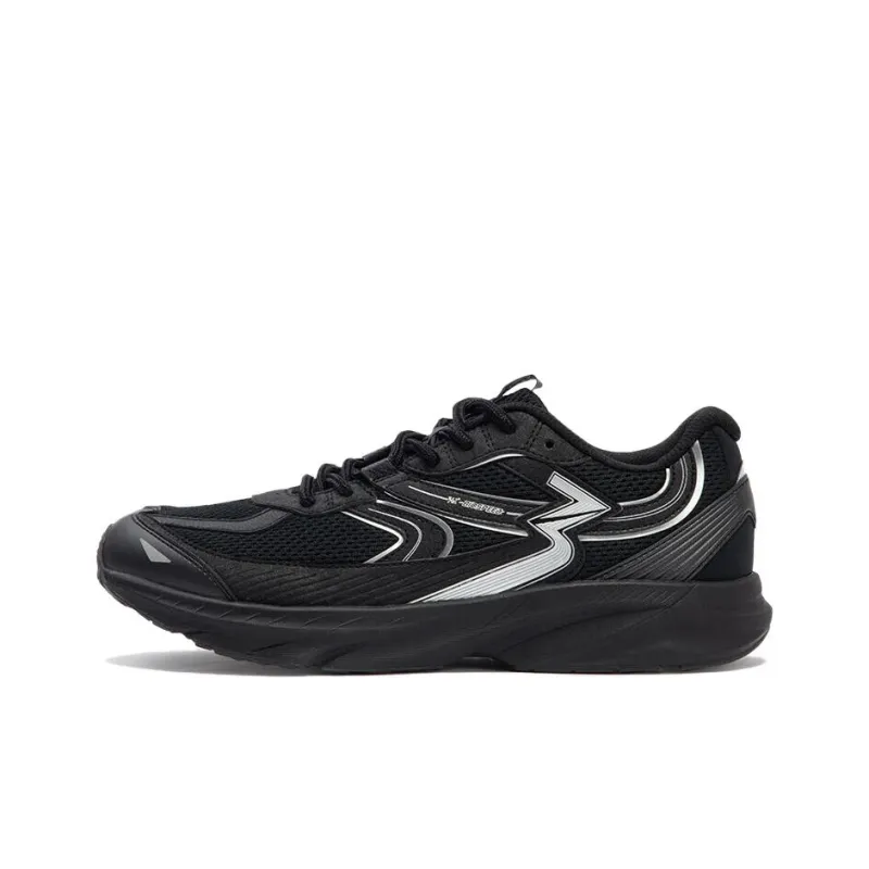 361° Wear Resistant Low Top Running Shoes Men's Black Silver-0