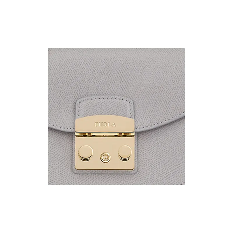 Furla Metropolis Collection Cow Leather Small Square Bag Crossbody Bags Mini Women's Gray-4