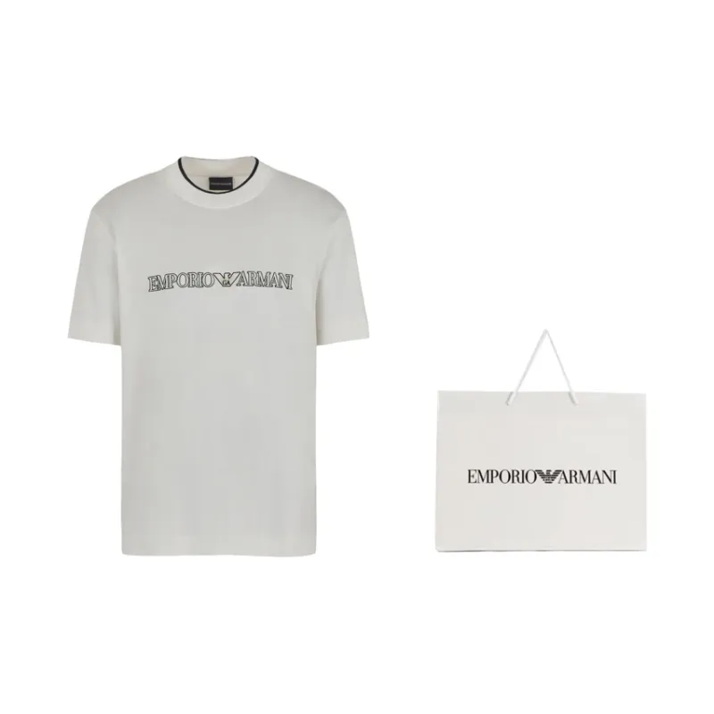 EMPORIO ARMANI Lyocell blend Jersey T shirt With Asv Logo Raised Embroidery-1