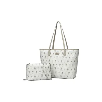 NUCELLE PVC Large Bag Combo Bag Tote Shoulder Bag Women's Greige