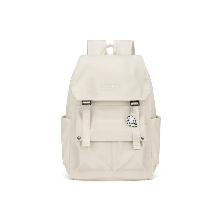 Simvay Clos Fabric Backpack Small Size Women's Ecru/Black-15