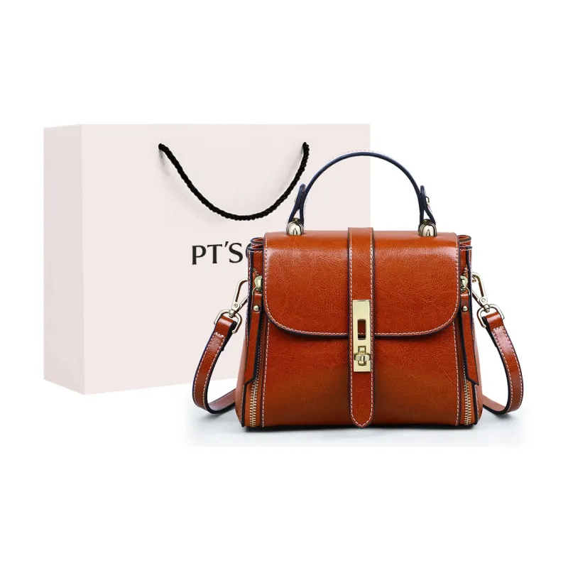 PT'SON Cow Leather With Synthetic Leather Shoulder Bag, Crossbody Bag, Handbag Regular Women's Burgundy-4
