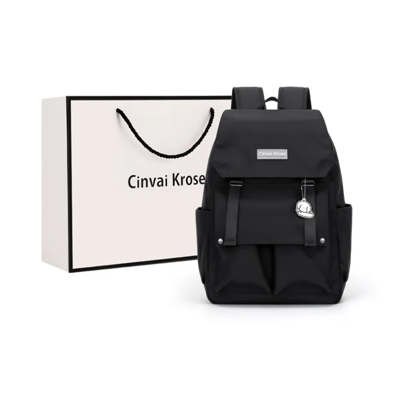 Simvay Clos Fabric Backpack Small Size Women's Ecru/Black-20
