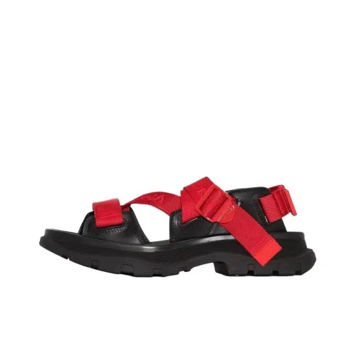 Alexander McQueen Tread Beach Sandals Men Black/Red