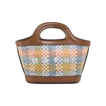 MARNI TROPICALIA Raffia With Leather Handbag Shoulder Bag Crossbody Bag Extra Mini Women's Brown
