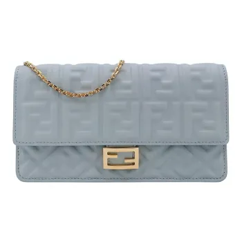 FENDI Baguette Sheepskin Crossbody Bag, Shoulder Bag Women's Light Blue