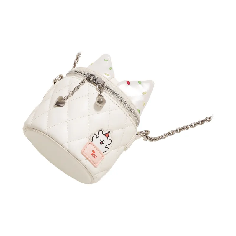 TOUTOU Maltese Collaboration PU Crossbody Bag Trumpets Women's Sugar Bean White-3