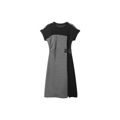 INCO VIBE Short-Sleeved Dresses Women's Black Stripes