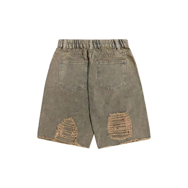 AI3 Denim Shorts Unisex Yellow Mud-1