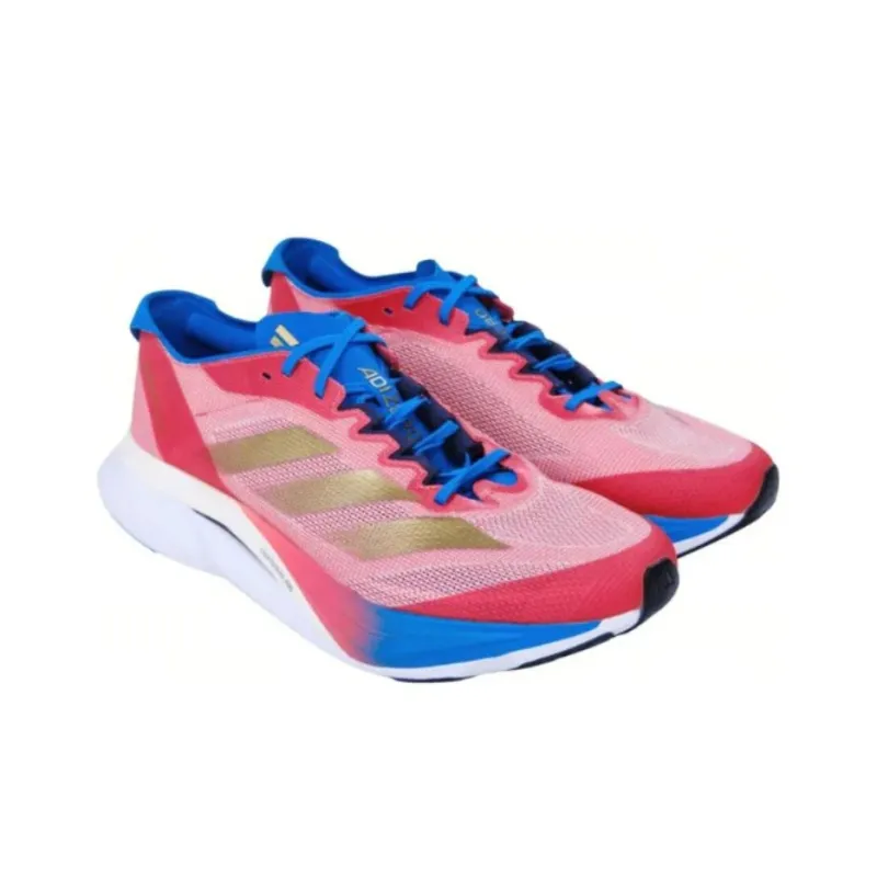 Adidas Adizero Boston 12 Cushioning Anti Slip And Wear Resistant Low Top Marathon Running Shoes Unisex Red Blue-2