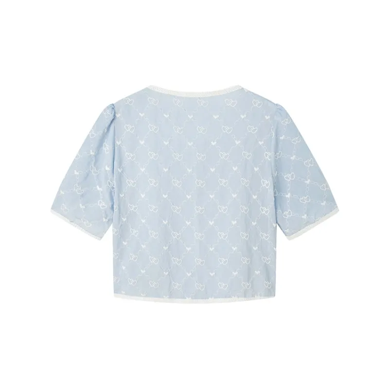 Pit Cropped Coats Women's Light Blue-1