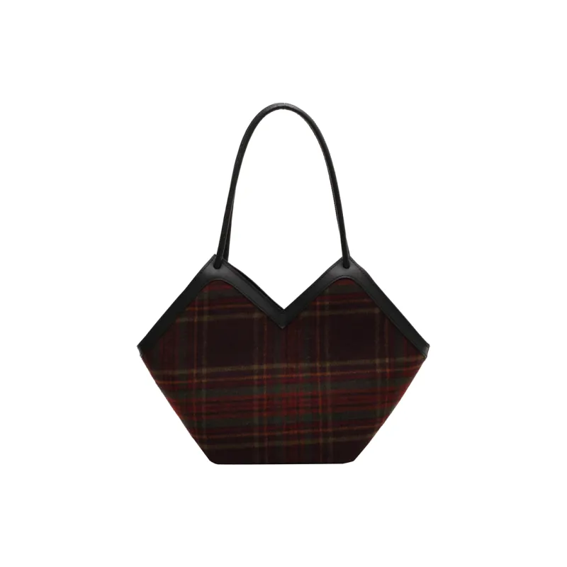 DALO Woolen Shoulder Bag Women's Black/Coffee-0
