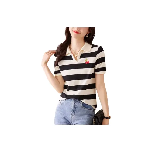 JEANSWEST T-Shirts Women's Black/White Stripes