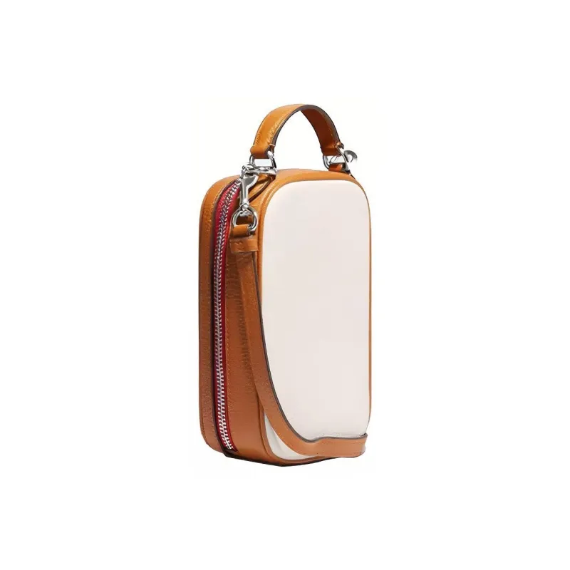 COACH Eva Leather Cell Phone Pouch, Shoulder Bag, Crossbody Bag Mini Women's White & Multicolor-1