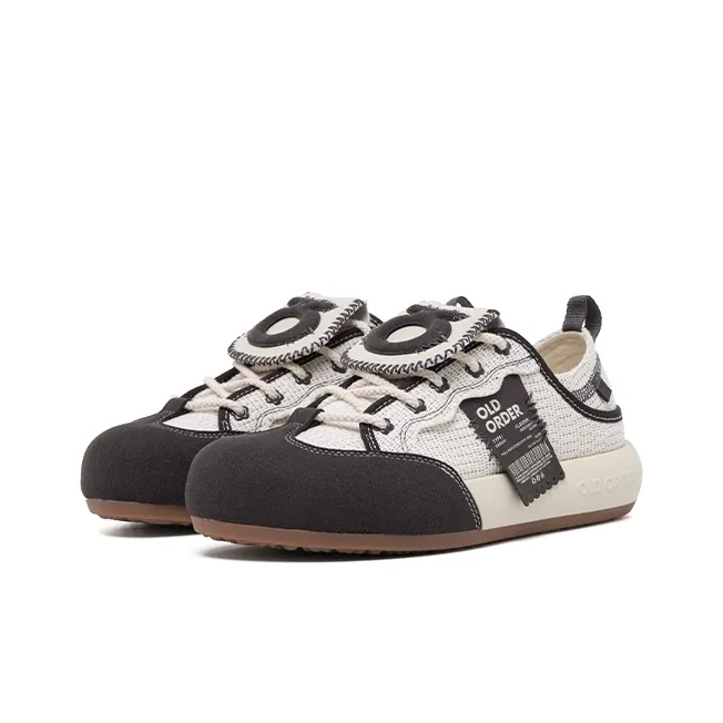 OLD ORDER Euro Puff Shoes Coverage Low Top Skateboard Shoes Unisex Black White-1