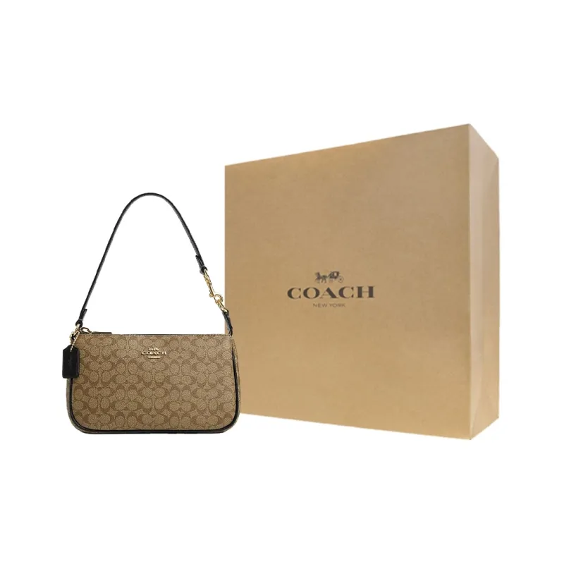 COACH Nolita Artificial Leather One Shoulder Handbags Small Size Women's Khaki & Black-6
