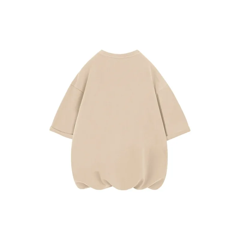 FAVEPOP Loose Fit Casual 100% Cotton Off The Shoulder Crew Neck Short Sleeved T Shirts Unisex-24