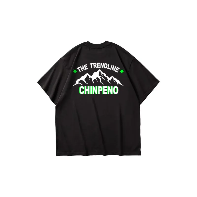 Chinpeno Brand Logo Letter American Loose Fit Drop Shoulder Crew Neck Breathable Short Sleeved T Shirt Unisex-3