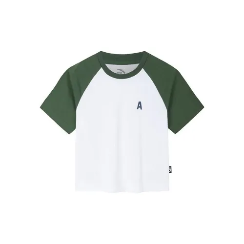 ANTA Life Collection T-Shirts Women's Pure White/Staff Green