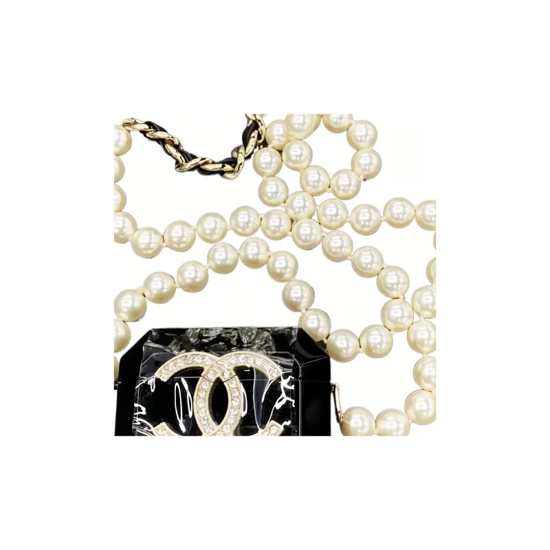 CHANEL Lambskin Airpods Pro Headphone Necklace Earphone Case Women's Black-1