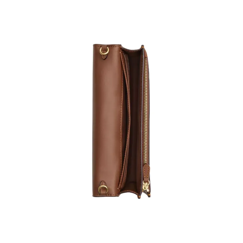 COACH Anna Iconic Coated Canvas With Smooth Leather Clutches Shoulder Bag Crossbody Bag Small Size Women's Brown-1