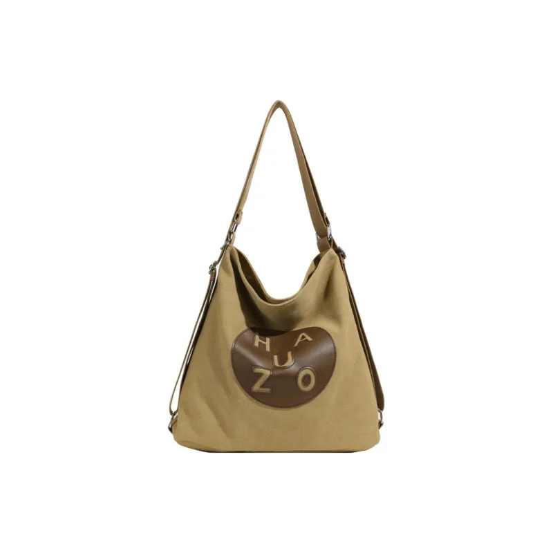 DALO Canvas Bag Crossbody Double Shoulder Bag Regular Women's Ecru/Khaki/Black-5