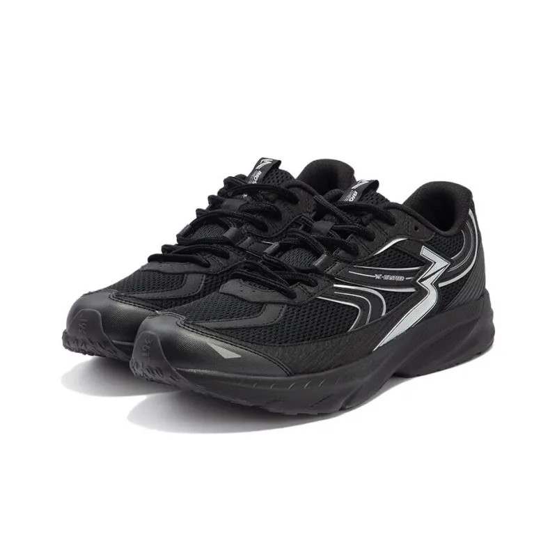 361° Wear Resistant Low Top Running Shoes Men's Black Silver-2