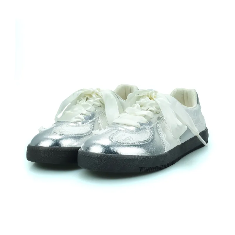B10CROWN Lightweight And Breathable Low Top Skateboard Shoes Women's Silver-4
