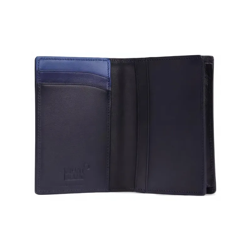 MONTBLANC Leather Card Holder, Wallet Men's Marine Blue Gradient-3