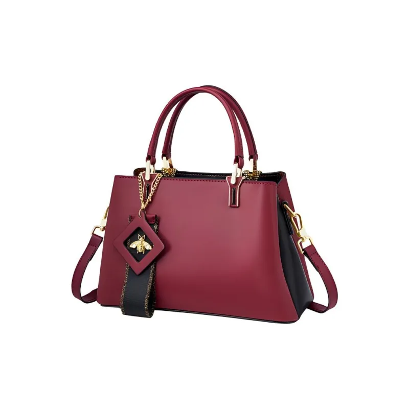 Carnival Keep Cow Leather Shoulder Bag, Crossbody Bag, Handbag Regular Women's Burgundy/Blue/Black/Ecru-1