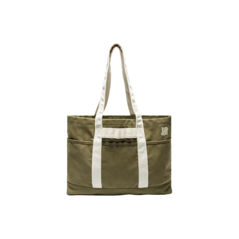 UNDEFEATED Cotton Tote Bag Shopping Bag Handbag Shoulder Bag Regular Unisex Olive Green/Ecru-0