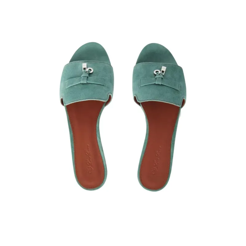 Loro Piana Slide Slippers Women's Green-4