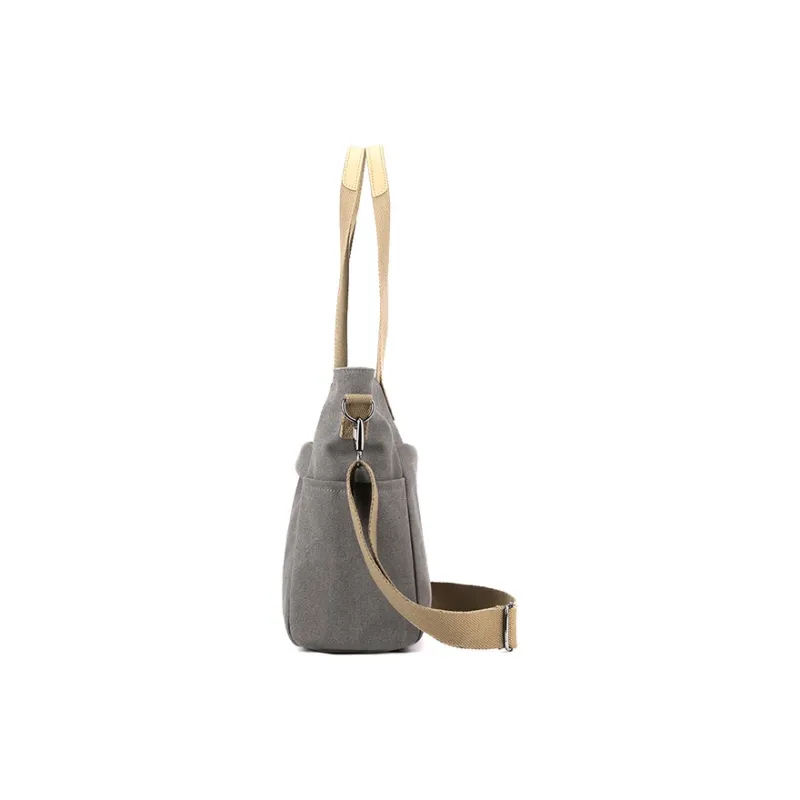 DOSRFINI Canvas Bag, Shoulder Bag, Crossbody Bag, Handbag Women's Khaki/Gray/Black/Army Green/Purple Brown/Coffee-5